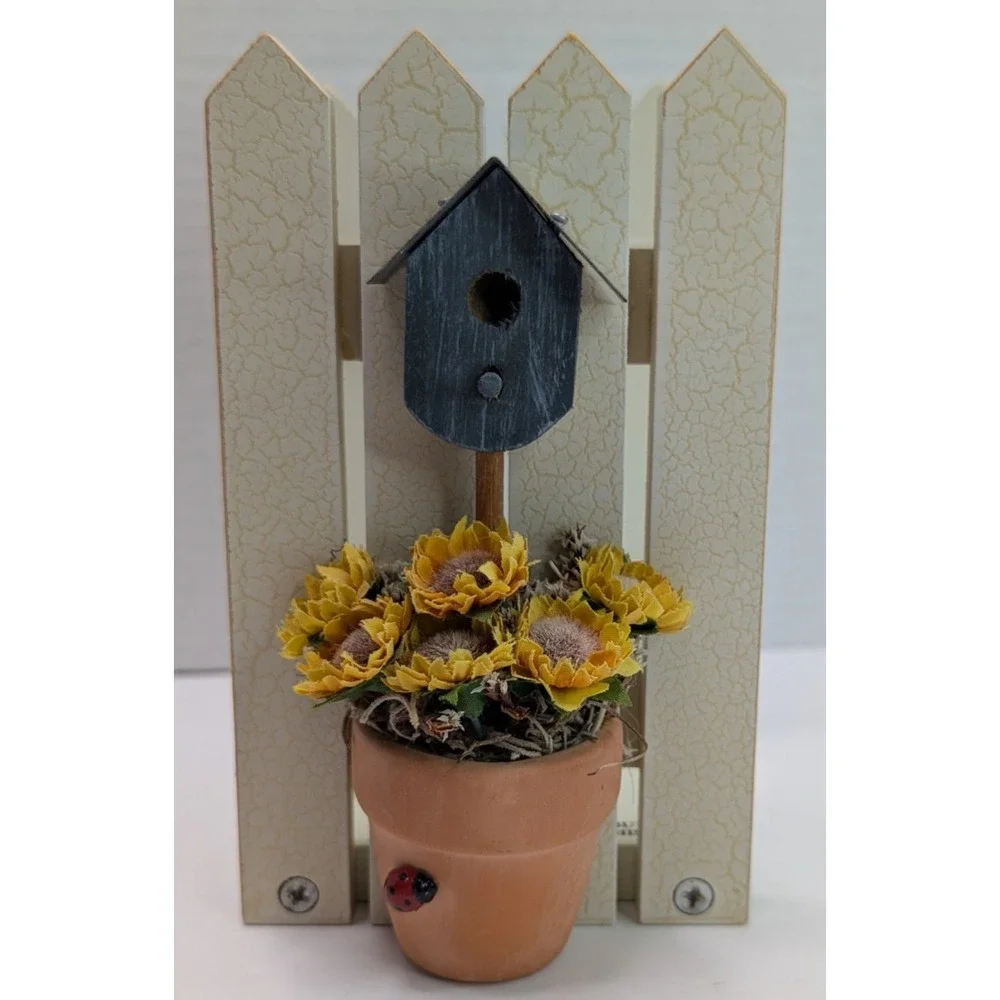 Vtg 1999 ABC Sunflower Napkin Holder Birdhouse Country Farmhouse Decor